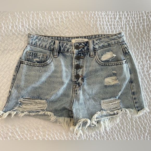 Hidden Pants - Hidden Los Angeles Distressed High Rise Shorts XS